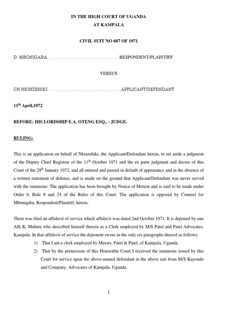 Civil Suit No.687 of 1971 PDF Lawsuit Affidavit