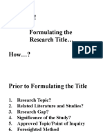 Good Day! Formulating The Research Title How ?