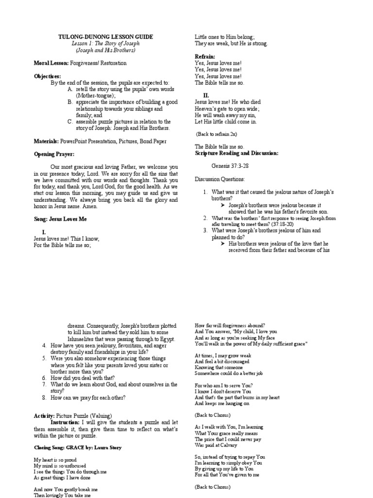 Joseph's Story Lesson Guide for Kids | PDF | Glory (Religion) | Jealousy