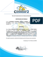 Certificado laboral proyecto Cachipampa