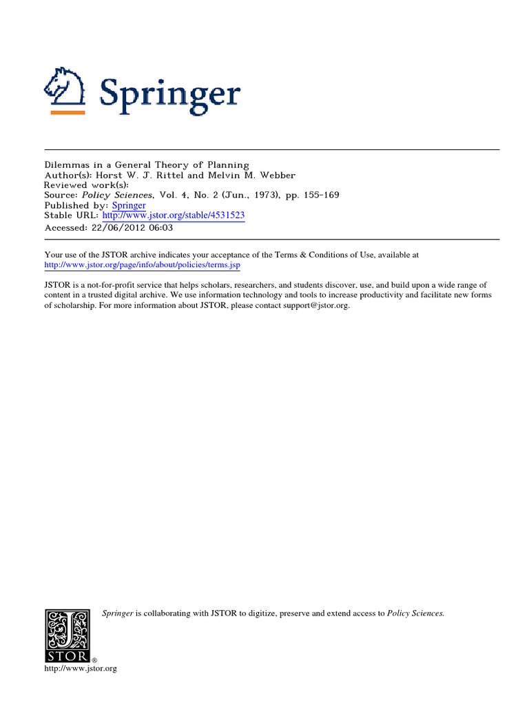 Rittel ber 1973 Dilemmas in A General Theory of Planning PDF