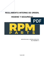 Reglamento Interno de Orden, Higiene Y Seguridad: Rut: 76.929.550 K