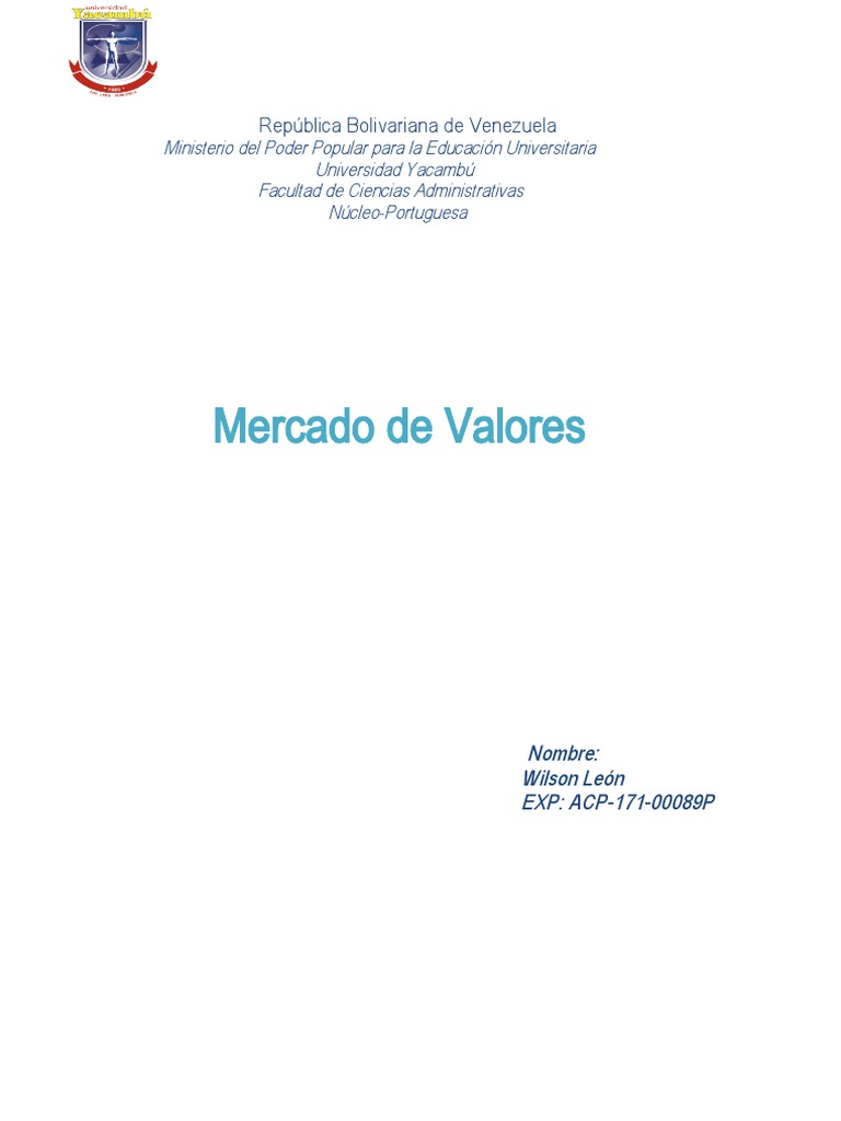 Mercado de Valores | PDF | Bolsa | Mercado (economía)