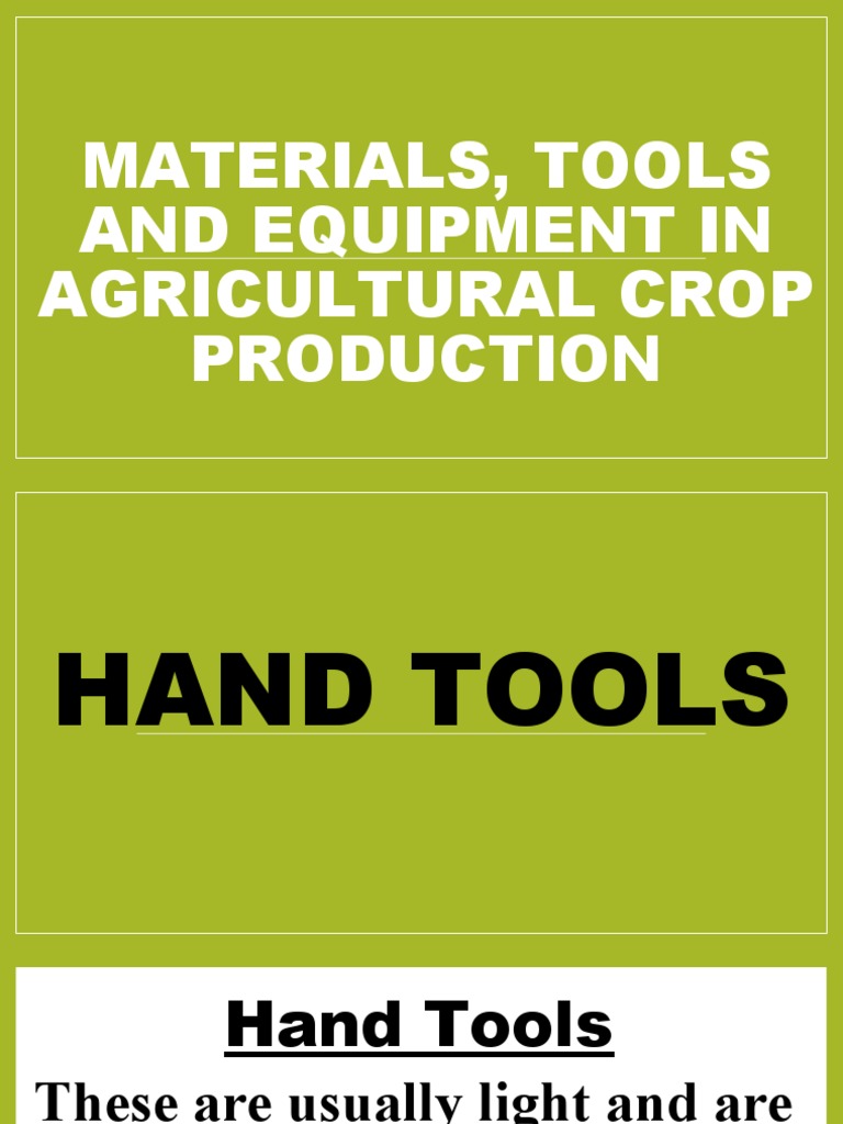 Materials, Tools and Equipment in Agricultural Crop PDF