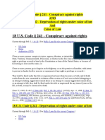 US Code Sections on Conspiracy Against Rights and Deprivation of Rights Under Color of Law