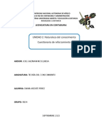 UNAD UNAM Licenciatura en Contaduría: Cuestionario de reforzamiento sobre la naturaleza del conocimiento