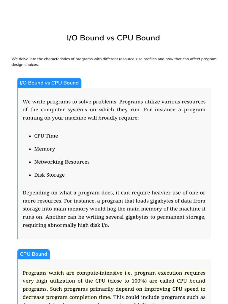 6 I O Bound Vs CPU Bound PDF Thread Central