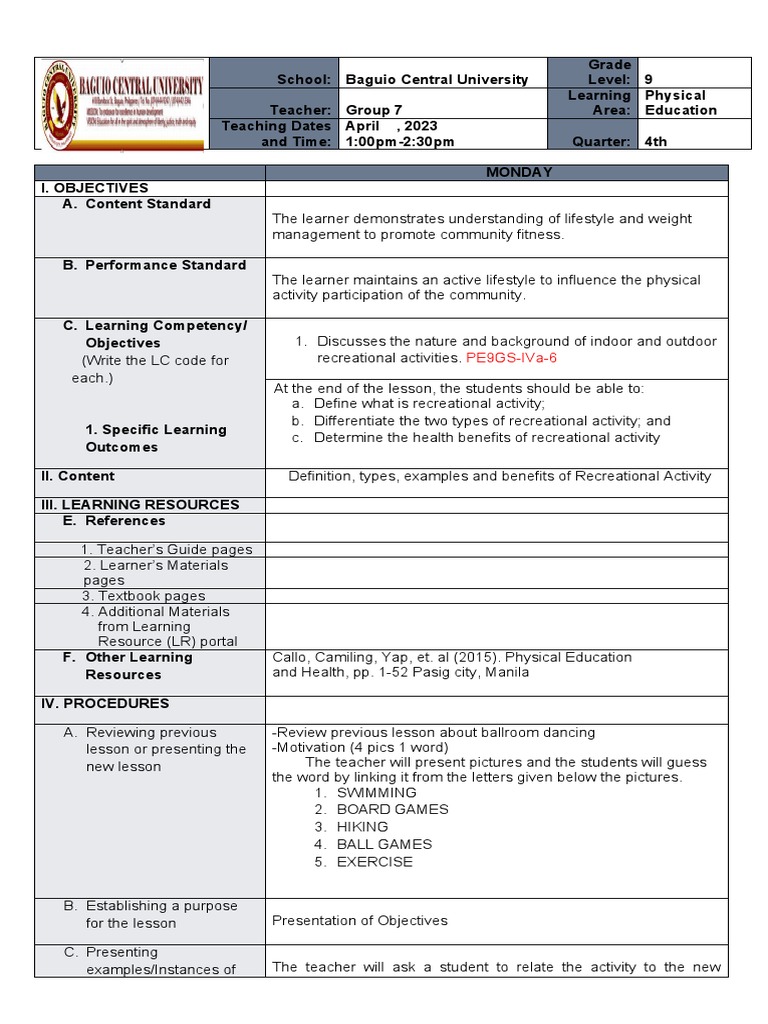 Group 7 Lesson Plan | PDF | Cognition | Learning