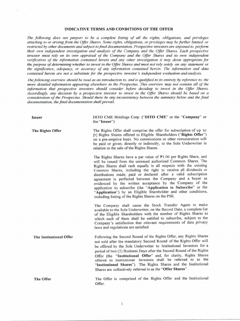 DITO CME Holdings Corp | PDF