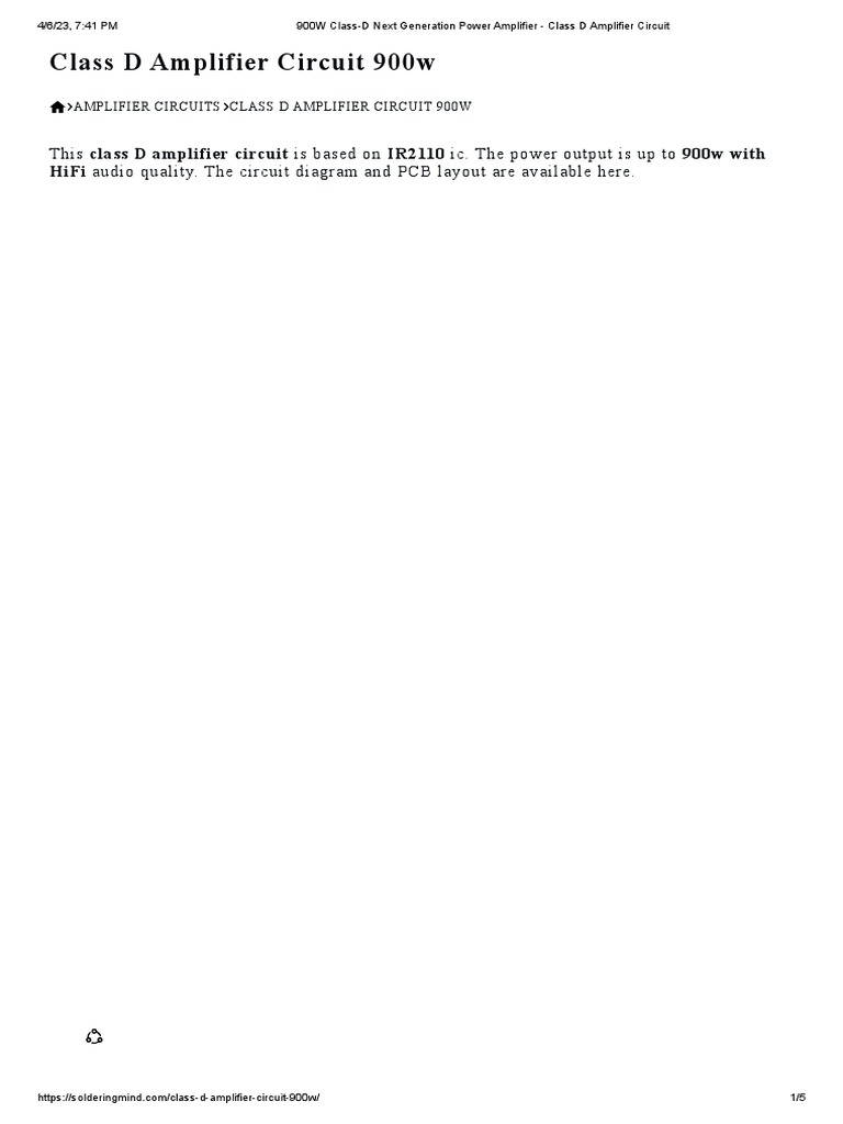 900W Class-D Next Generation Power Amplifier - Class D Amplifier