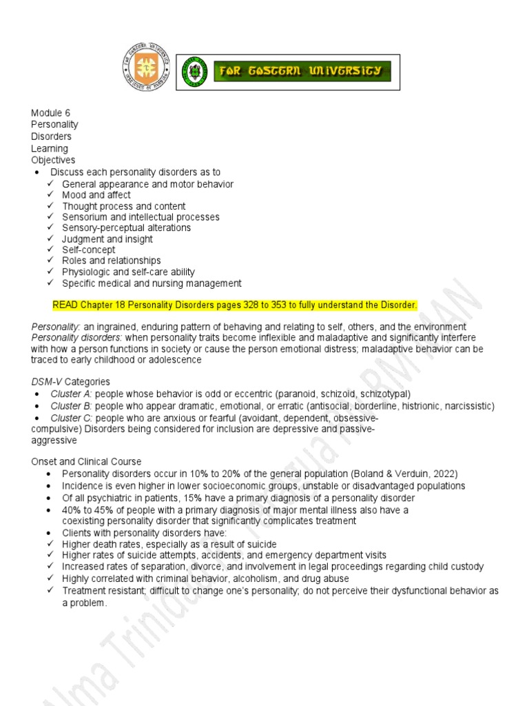 Understanding Personality Disorders | PDF | Personality Disorder ...