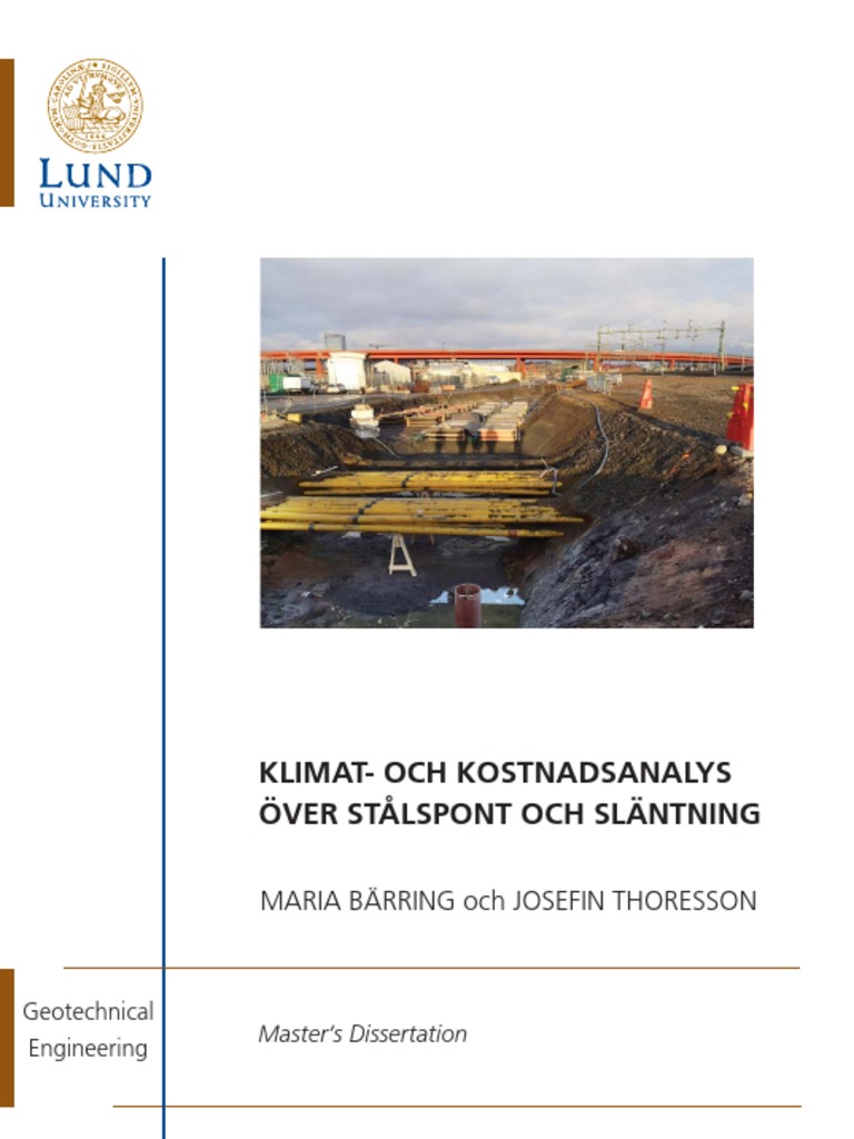 Klimat-Och Kostnadsanalys Över Stålspont Och Släntning: Maria Bärring ...