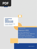 Opinion 6 - 2023 On The Proposals For Regulations On The Collection and Transfer of Advance Passenger Information (API) - EDPS