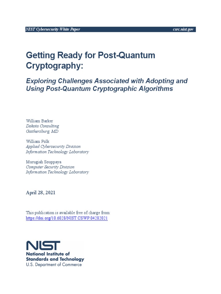 Getting Ready For Post Quantum Cryptography Pdf Cryptography