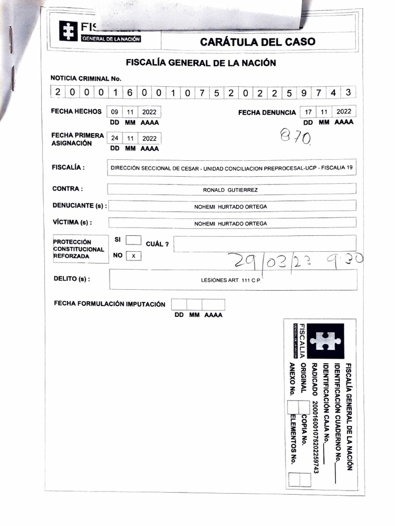 Carátula Del Caso: Fiscalia General de La Nación | PDF | Ley Pública ...