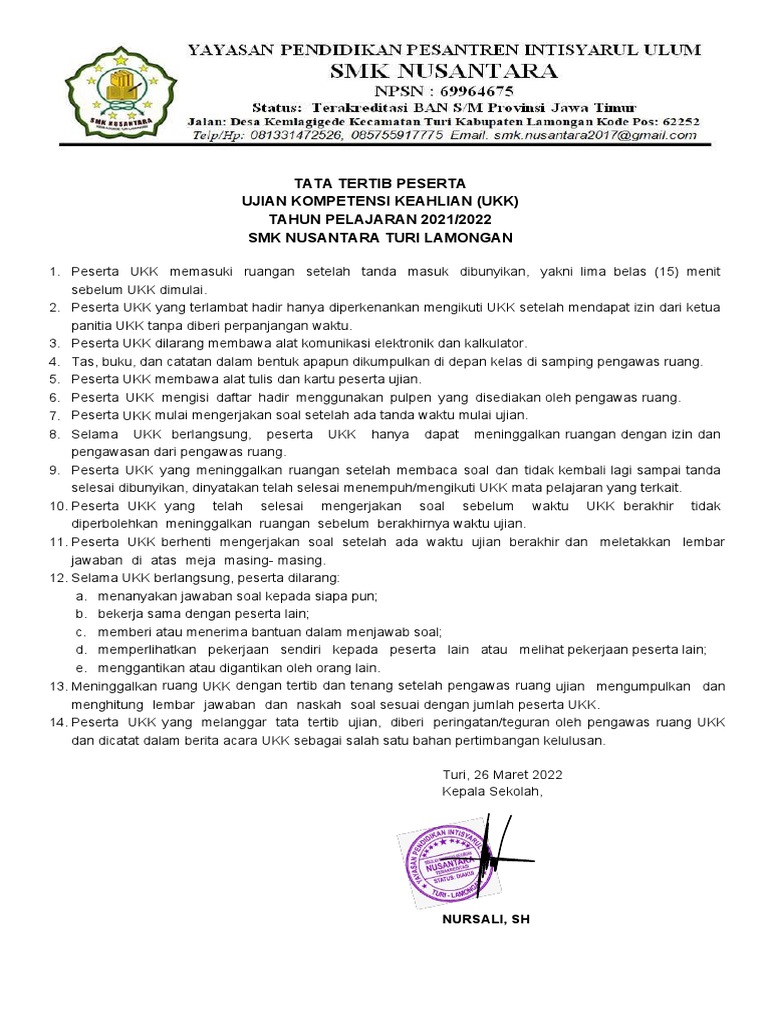 Tata Tertib Ukk-1 | PDF