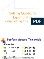 Solving Quadratic Equations by Completing The Square