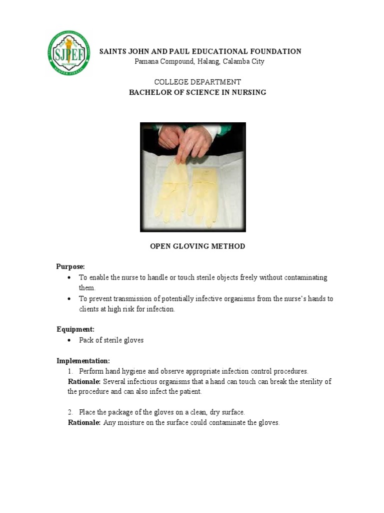 Open & Close Gloving PDF Health Care Clinical Medicine