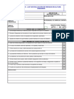 Check - List de Evaluación de Riesgos en Altura Andamios: Apto / No Apto