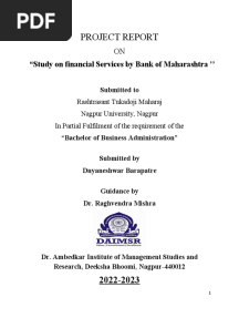 Project Report: "Study On Financial Services by Bank of Maharashtra ''