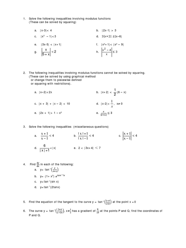 Modulus Inequalities | PDF | Mathematical Analysis | Functions And Mappings
