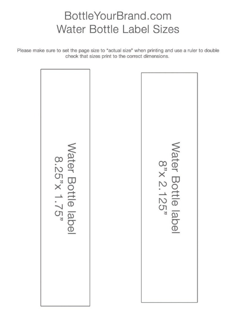 Water Bottle Label Sizes PDF