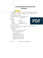 Plan de Intervención en Psicología Educativa: I. Datos Generales