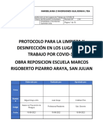 Protocolo para La Limpieza y Desinfección en Los Lugares de Trabajo Por Covid Parque Urbano