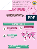 Charla Sobre El Cancer de Mama: ASIGNATURA: Ginecología DOCENTE: Eliana Ojeda Lazo ALUMNA: Sadali Sánchez Flores