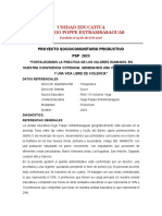 Unidad Educativa Dr. Hugo Poppe Entrambasaguas: Proyecto Sociocomunitario Productivo PSP 2023