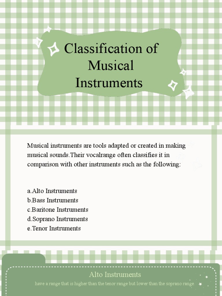 Classification of Musical instrumentsFLORES PDF Musical Instruments Tenor Saxophone
