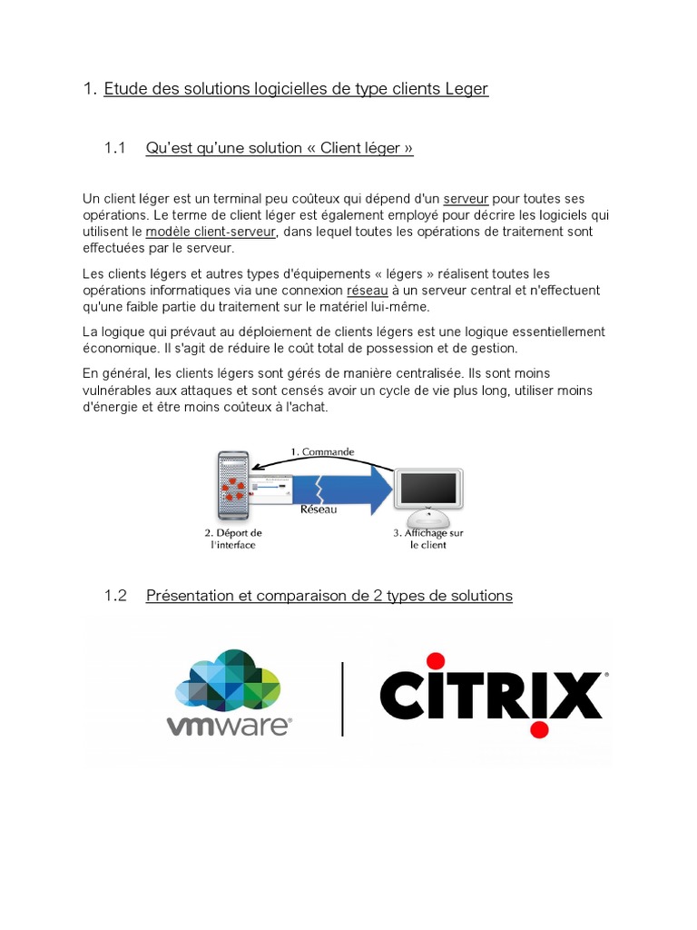 Solutions de Clients Légers : Comparatif | PDF | Client–serveur | VMware