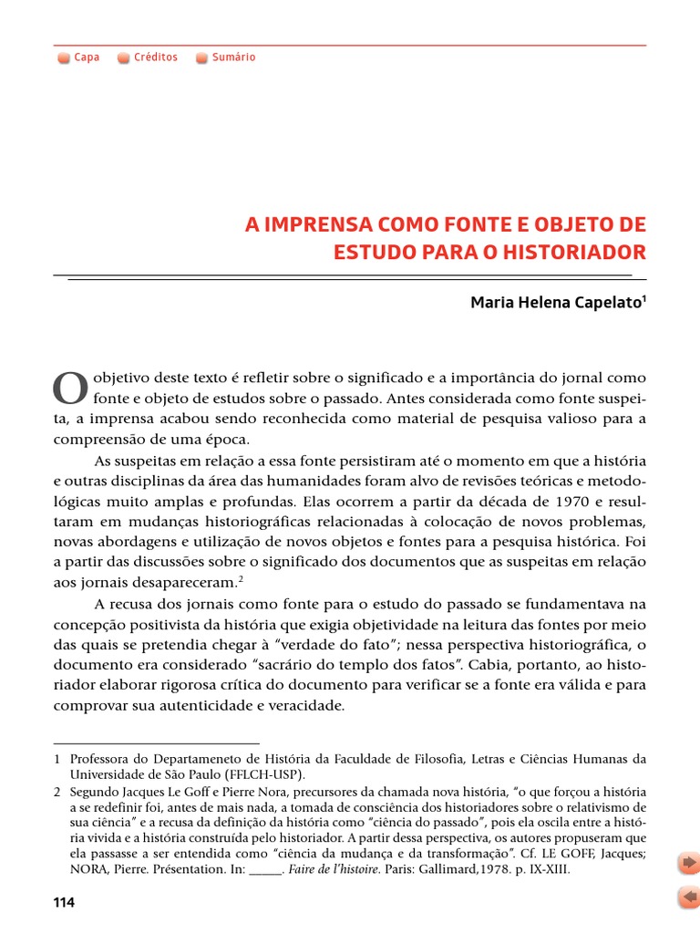 0-7 - A Imprensa Como Fonte e Objeto de Estudo Do Historiador - Maria ...