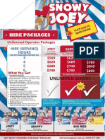 Snowy Joey Hire Pricing Sheet