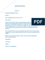 Complaint Letter Sample For Poor Service