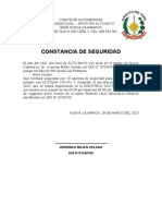 Constancia de Seguridad: Jeremias Milian Celada DNI N°01049755