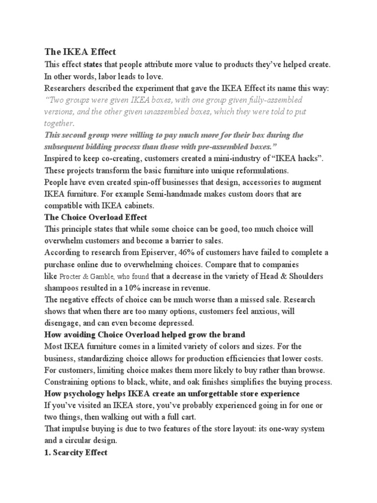 The Ikea Effect Pdf Priming Psychology Brand