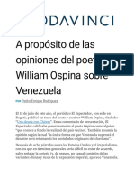 A Propósito de Las Opiniones Del Poeta William Ospina Sobre Venezuela - Por P.E. Rodríguez