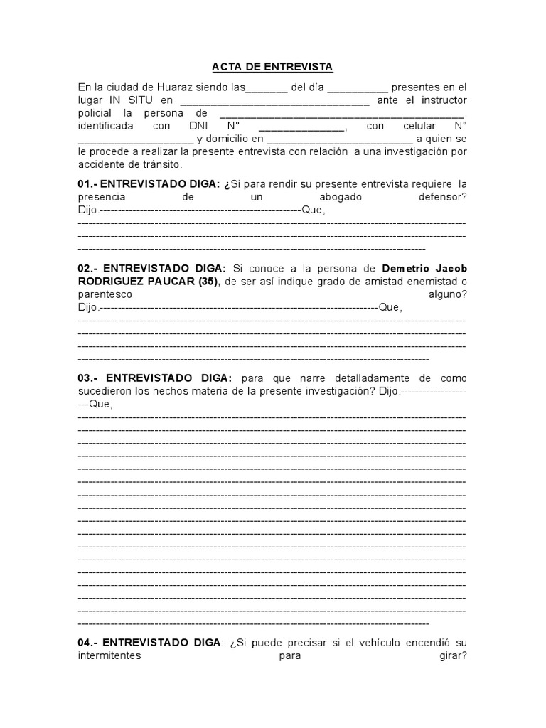 Modelo de Acta de Entrevista Policial | PDF | Transporte