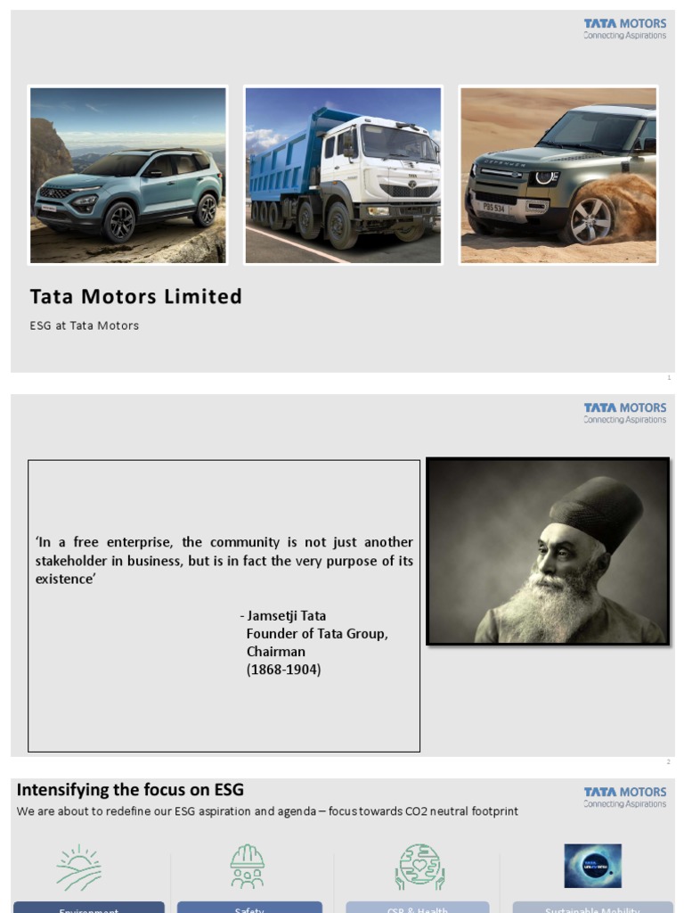 Tata Motors ESG Presentation | PDF | Sustainability