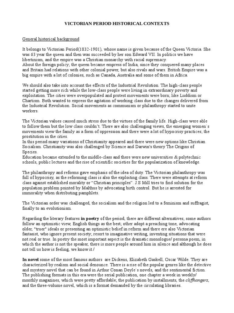 Victorian Period English Literature PDF Ireland Victorian Era