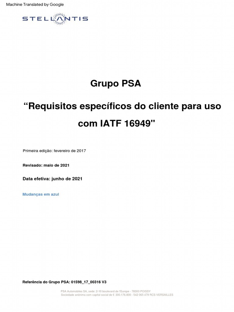 PSA Requirements Download grátis PDF Qualidade (negócios) Cadeia