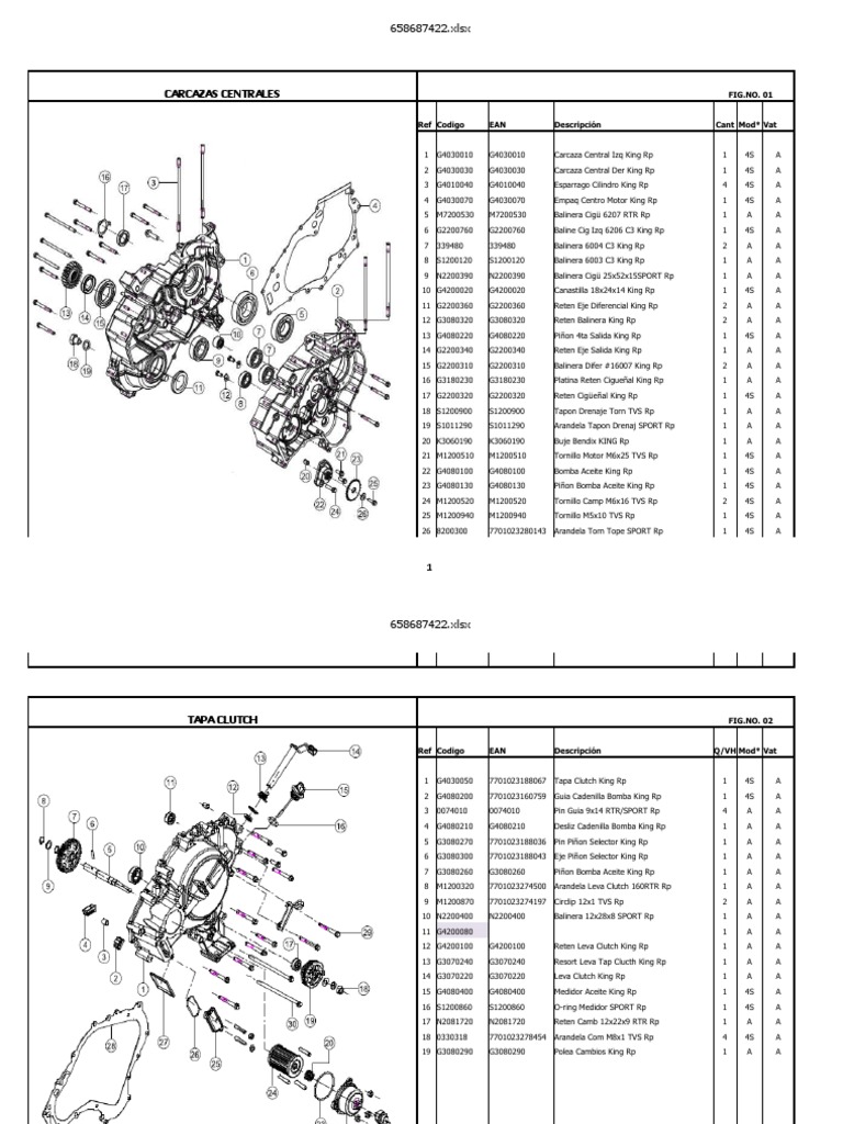 Parts List for Scooter Engine Components PDF