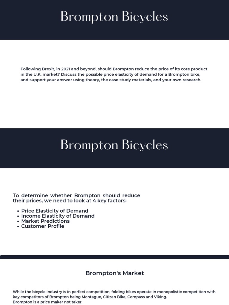 Quantic Brompton Bicycle Case Study PDF Demand Elasticity (Economics)