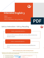 Intensive English 3: Week 7 Online Session 2 Unit 12: Instructions - Unit 13: Recycling