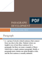 Paragraph Development: Arjay Bayla Arcena, MEAL