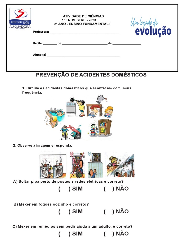 Atividades de Prevenção de Acidentes 2º Ano | PDF