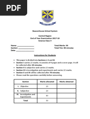 Final Grade 5 Paper Science (1)