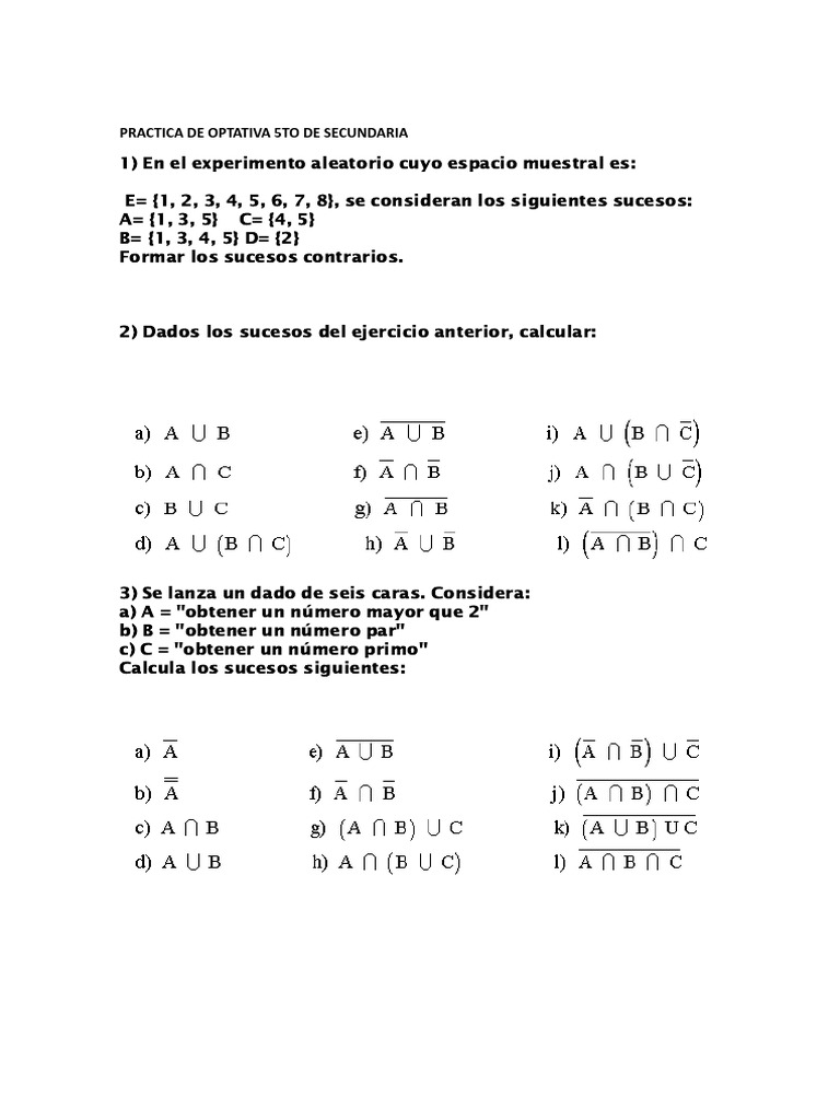 Practica de Optativa 5to de Secundaria | PDF