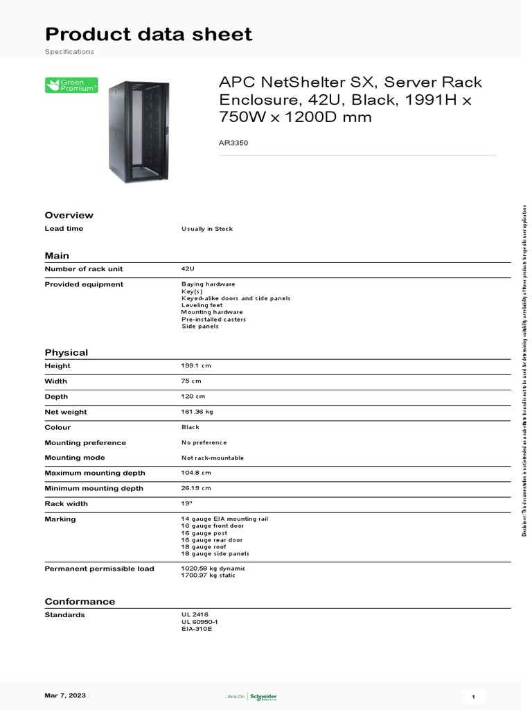 Netrack 42U Rack Datasheet Pdf – OCEO